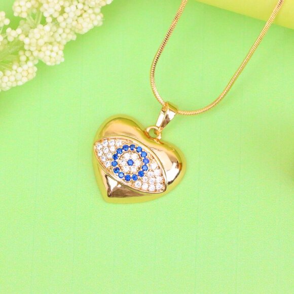 "Heart Shape Evil Eye Pendant in Rose Gold Finish, XPPT1576 - Picture 10 of 13